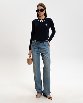 Valentino Blue wool jumper with logo 8B3KC72QA5P