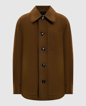Ami Paris Brown wool coat with logo UJK824WV0078