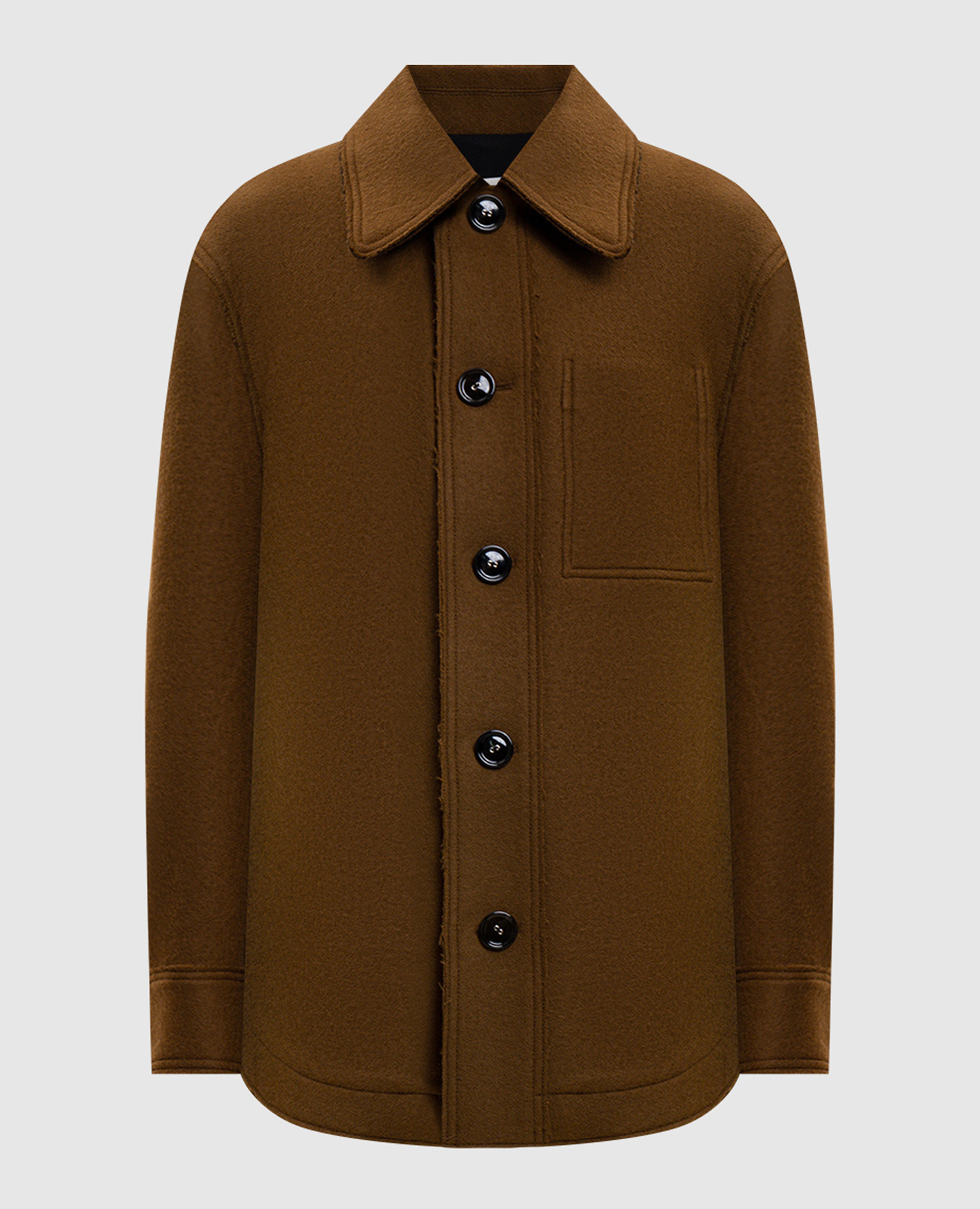 Manteau en laine marron avec logo
