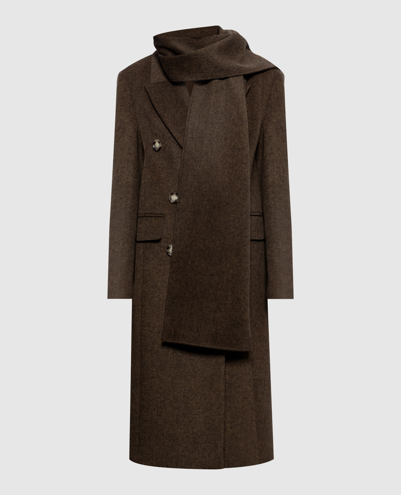 Brown double-breasted coat with wool