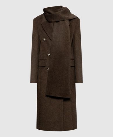 Brown double-breasted coat with wool