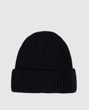 C.P. Company Blue wool hat with logo patch MAC739A005509A