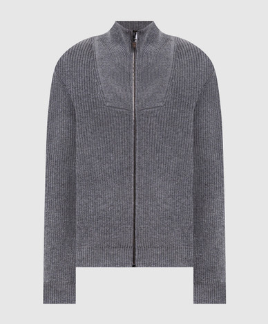 Gray wool and cashmere cardigan