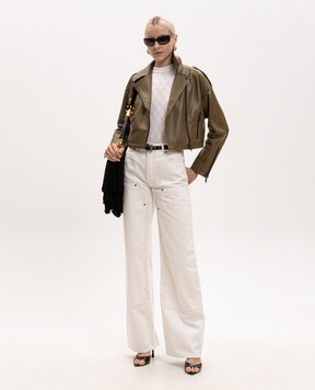 Balmain Ivory wool top with geometric pattern HF1AE089KJ99