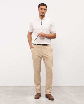 Stefano Ricci Beige wool trousers with logo M1T80A0000W0008U