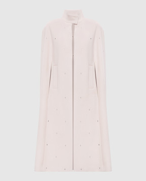 Peserico Beige wool and cashmere cape with crystals E2206400R203194