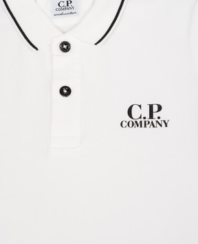 C.P. Company Children's white polo shirt with logo print CUM00ZLFA0448