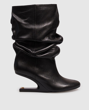 Balmain Black leather ankle boots with PB monogram HN1TA263LSDX