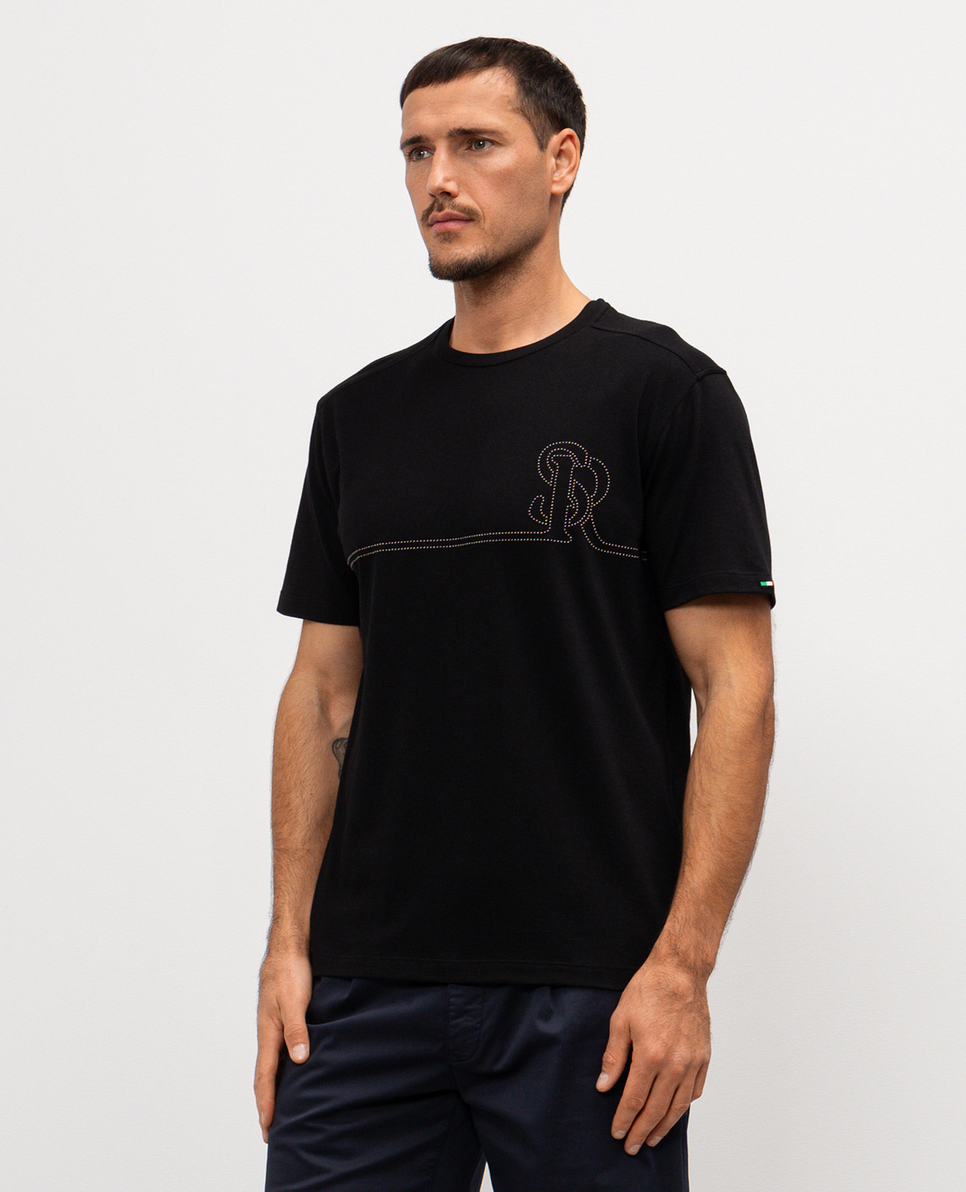 

Black T-shirt with textured logo Stefano Ricci