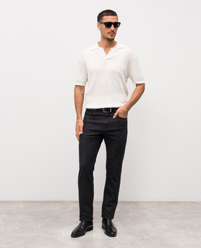Canali White polo shirt with a pattern MK02463C1178