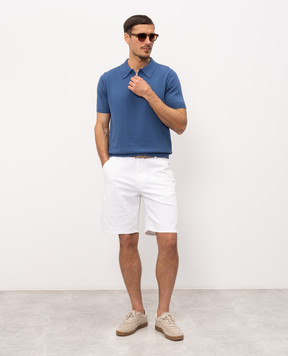 Officina 36 White denim shorts with logo patch 0272400000