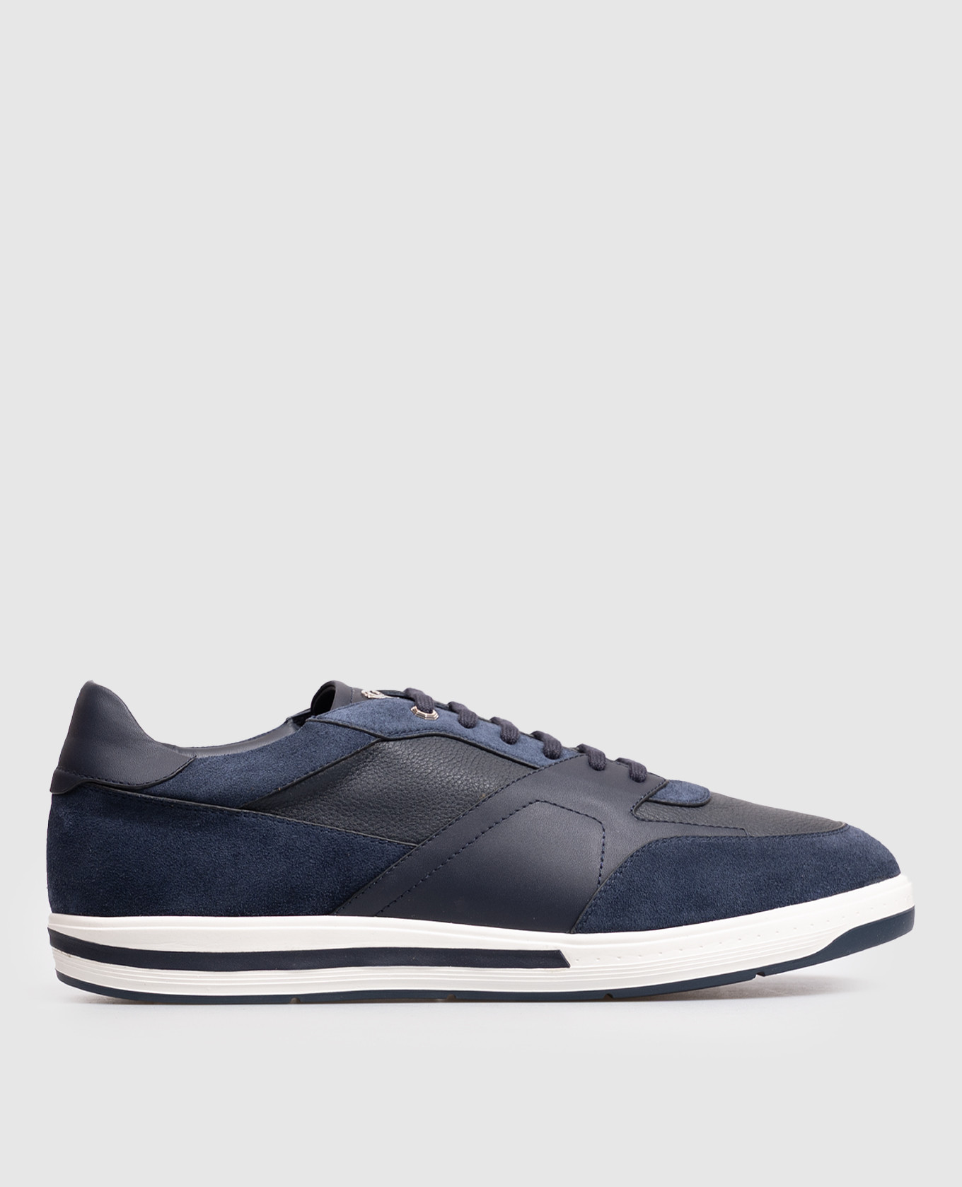 Blue leather sneakers with monogram