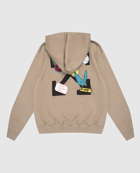 Off-White Children's brown sports jacket with logo patch 44BBE001S26F003