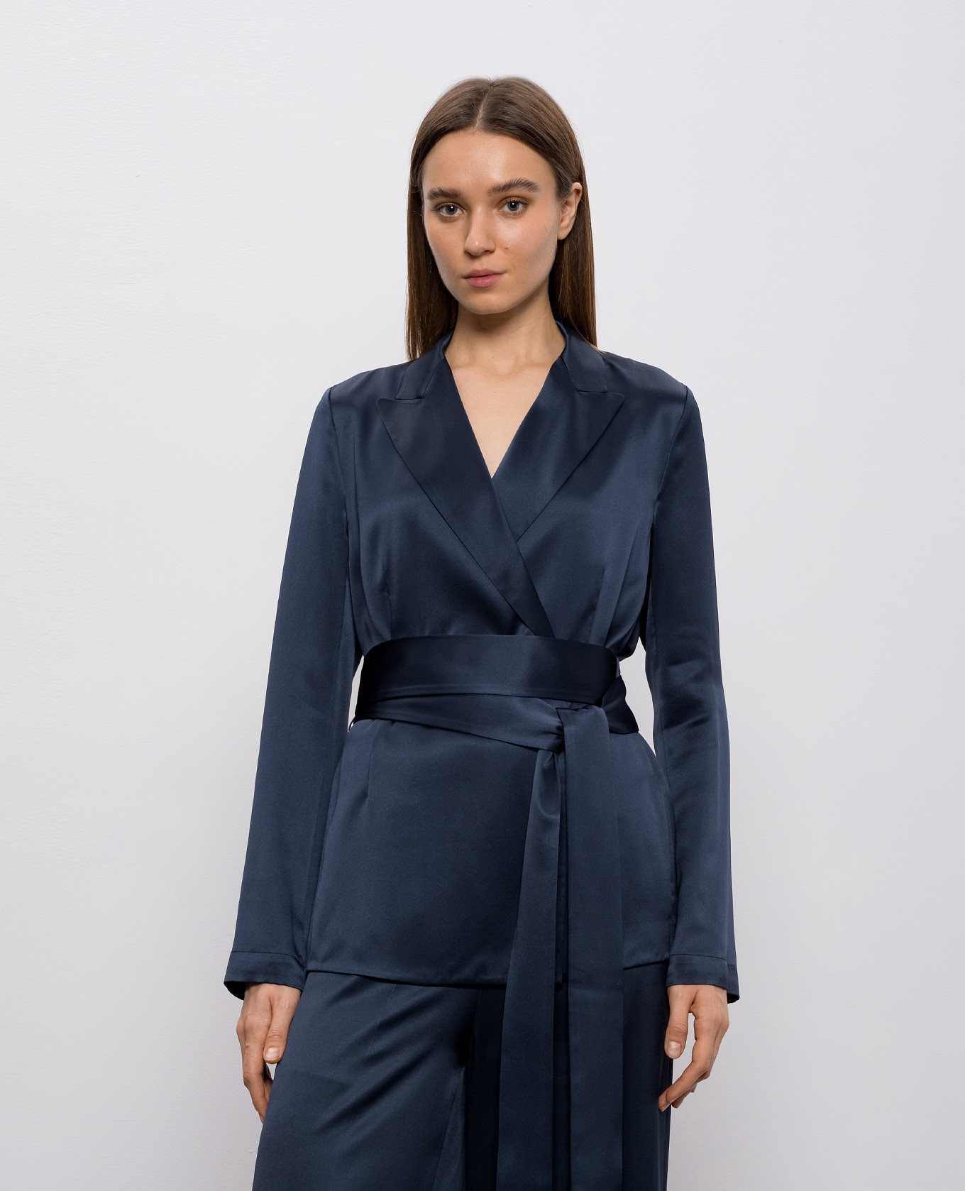 

Archer blue double-breasted silk jacket JOSEPH