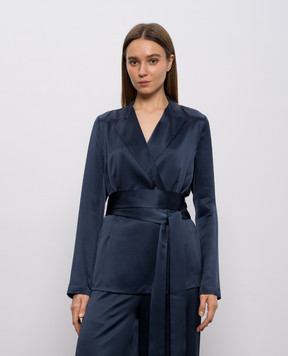 JOSEPH Archer blue double-breasted silk jacket JF009608