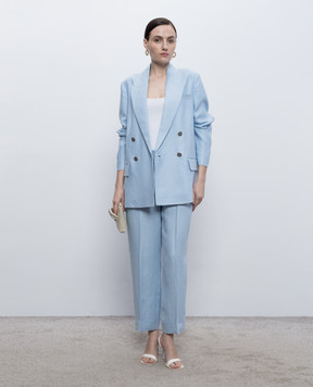 Peserico Blue double-breasted linen jacket A0121502606