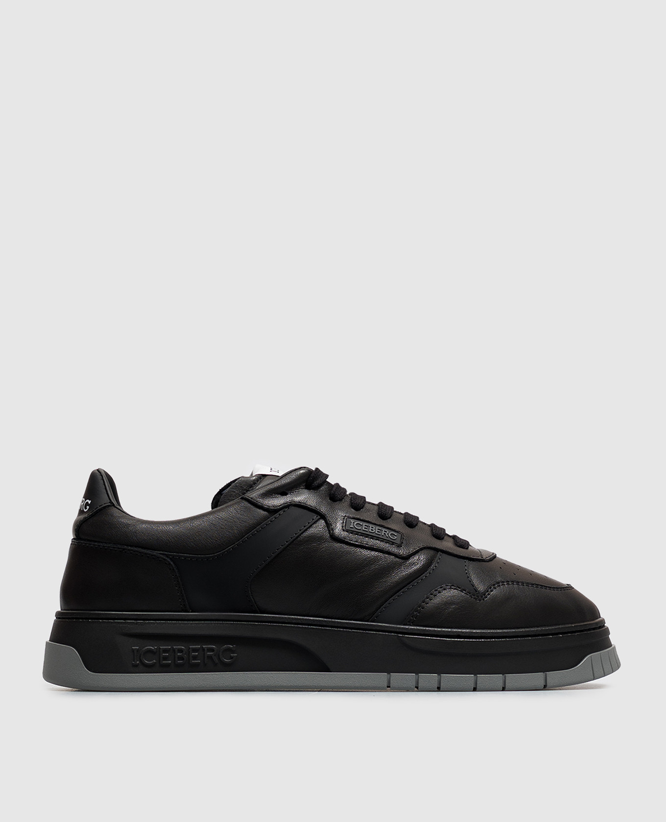 Black leather sneakers with fur trim Iceberg