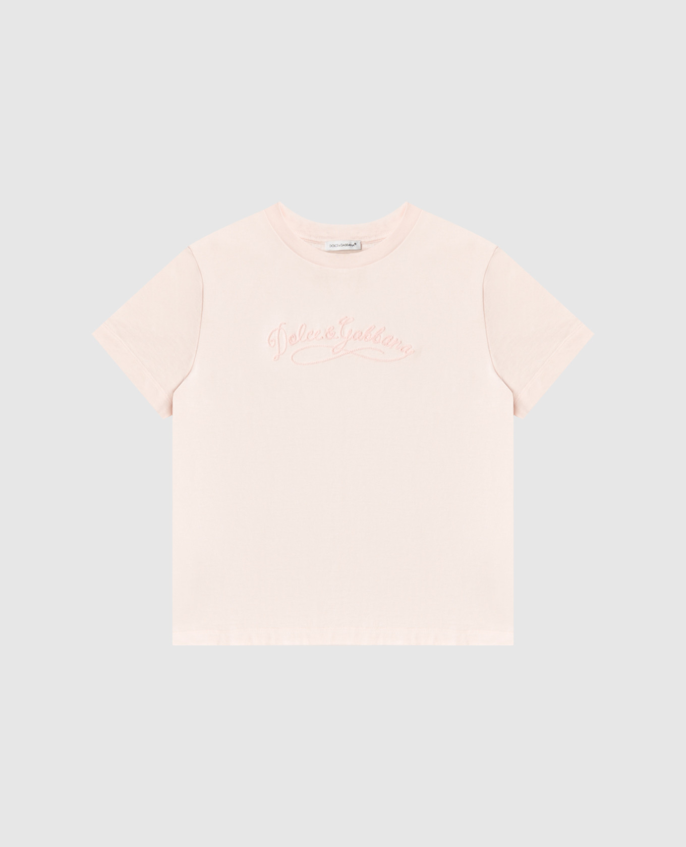 Children's pink T-shirt with embroidered logo
