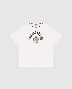 Dolce&Gabbana Children's white T-shirt with logo print L4JTHVG7PTO26