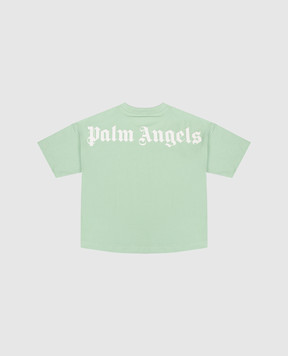 Palm Angels Children's green T-shirt with logo print PBAA002S26JER001