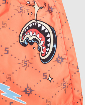Sprayground Children's orange swim shorts with branded print SPY1478ORNG