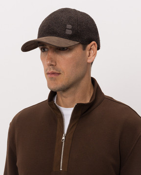 Brett Johnson Brown cap with wool and nubuck FW26CAP1LP702CAC