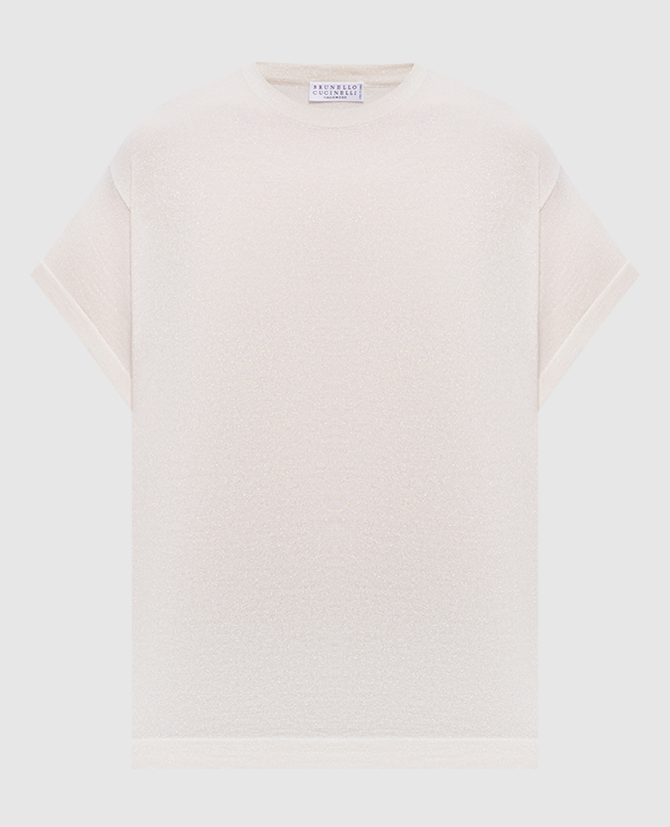 Ivory cashmere and silk T-shirt