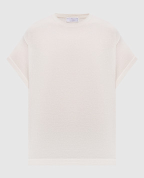 Brunello Cucinelli Ivory cashmere and silk T-shirt M41810000P