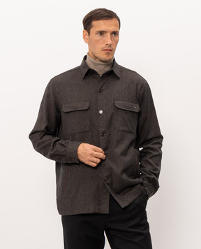 Stefano Ricci Brown wool shirt with emblem M8J6300190T6054
