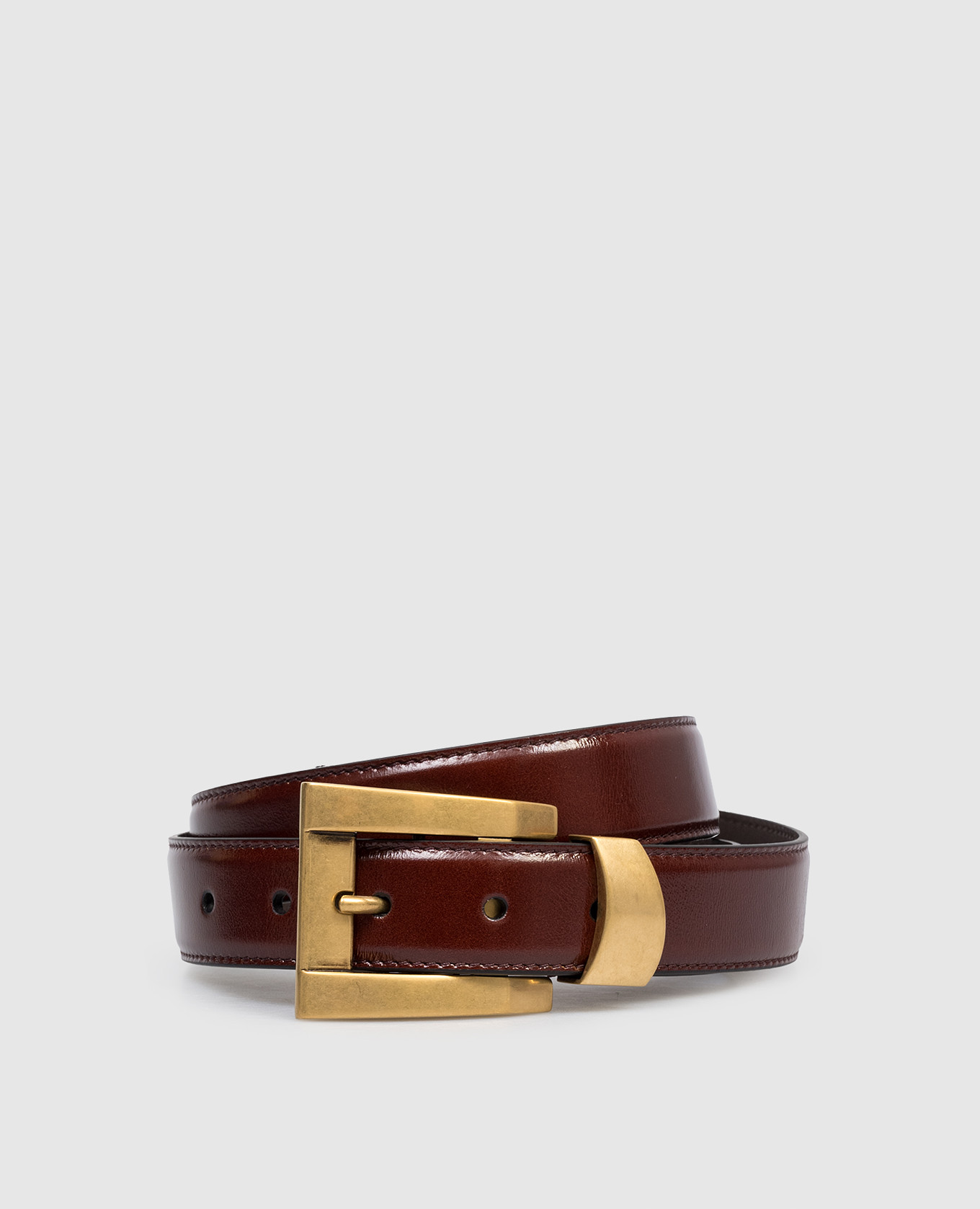 

Brown glossy leather belt with logo print Versace