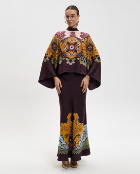 La DoubleJ Burgundy silk blouse with branded print TOP0117SIL017BOU01
