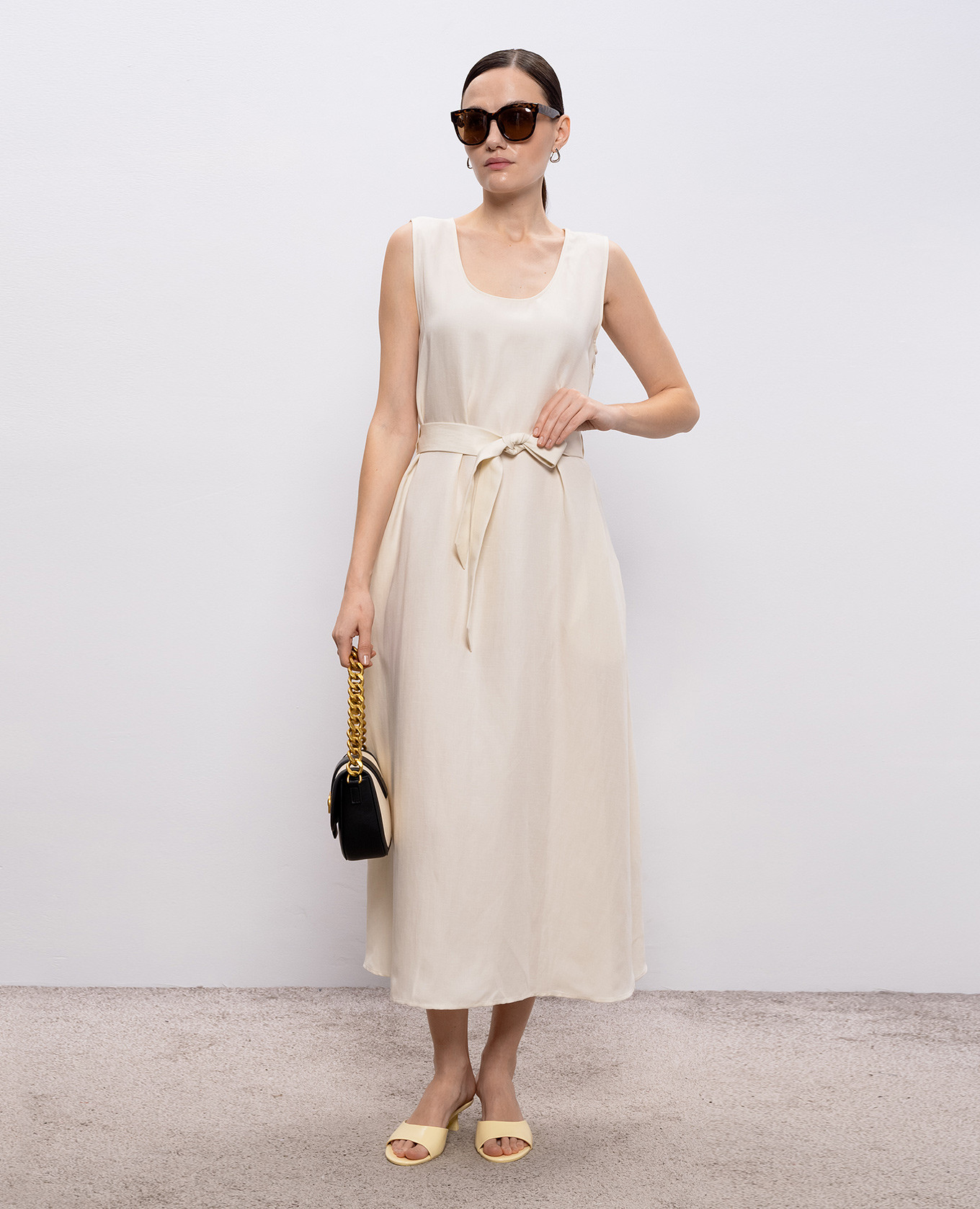 

Ivory linen midi dress Woolrich, Beige