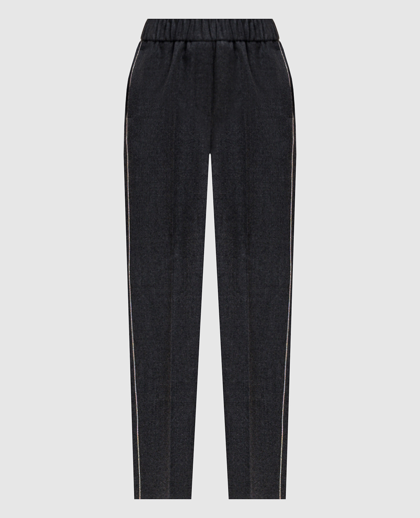 Gray wool pants with monil chain
