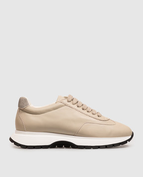 Doucal's Beige leather sneakers with a monil chain DD8936LYSAPF876