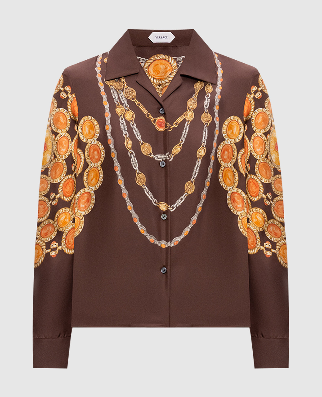 

Brown printed silk blouse Versace