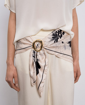 Momoni Beige printed silk scarf MOSC001MO52A