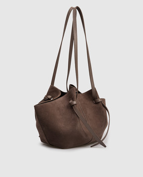 YUZEFI Brown suede tote bag MOCHI MOCHI