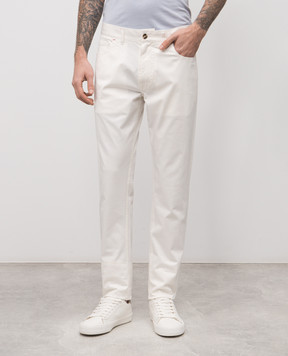 ISAIA White pants with a patch PNT005XP871