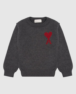 Ami Paris Children's gray wool sweater KKS847018