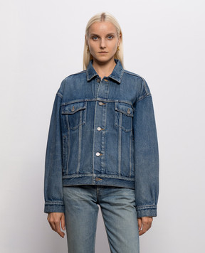 Saint Laurent Blue denim jacket with logo patch 874269Y18HA
