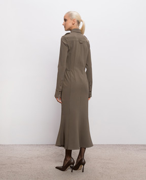 Thierry Mugler Khaki shirt dress with wool 26F1RO18601035