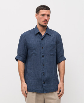 Brunello Cucinelli Blue linen shirt MF6300619