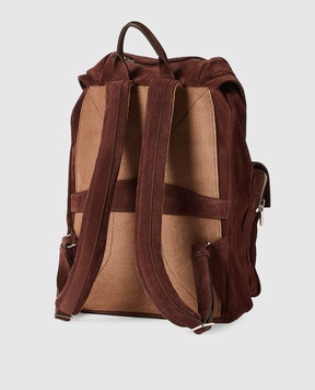 Brunello Cucinelli Burgundy suede Leisure backpack MBSFBU325