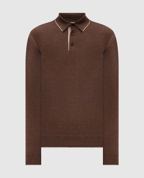 Stefano Ricci Brown wool, silk and cashmere polo shirt KE08004P03E26374