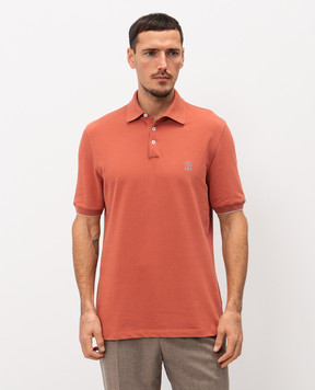 Brunello Cucinelli Red polo shirt with logo print ME8548788