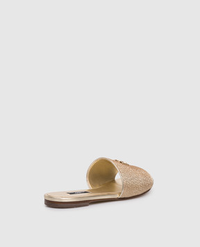 Dolce&Gabbana Children's golden flip-flops with crystals D11408AV9433940