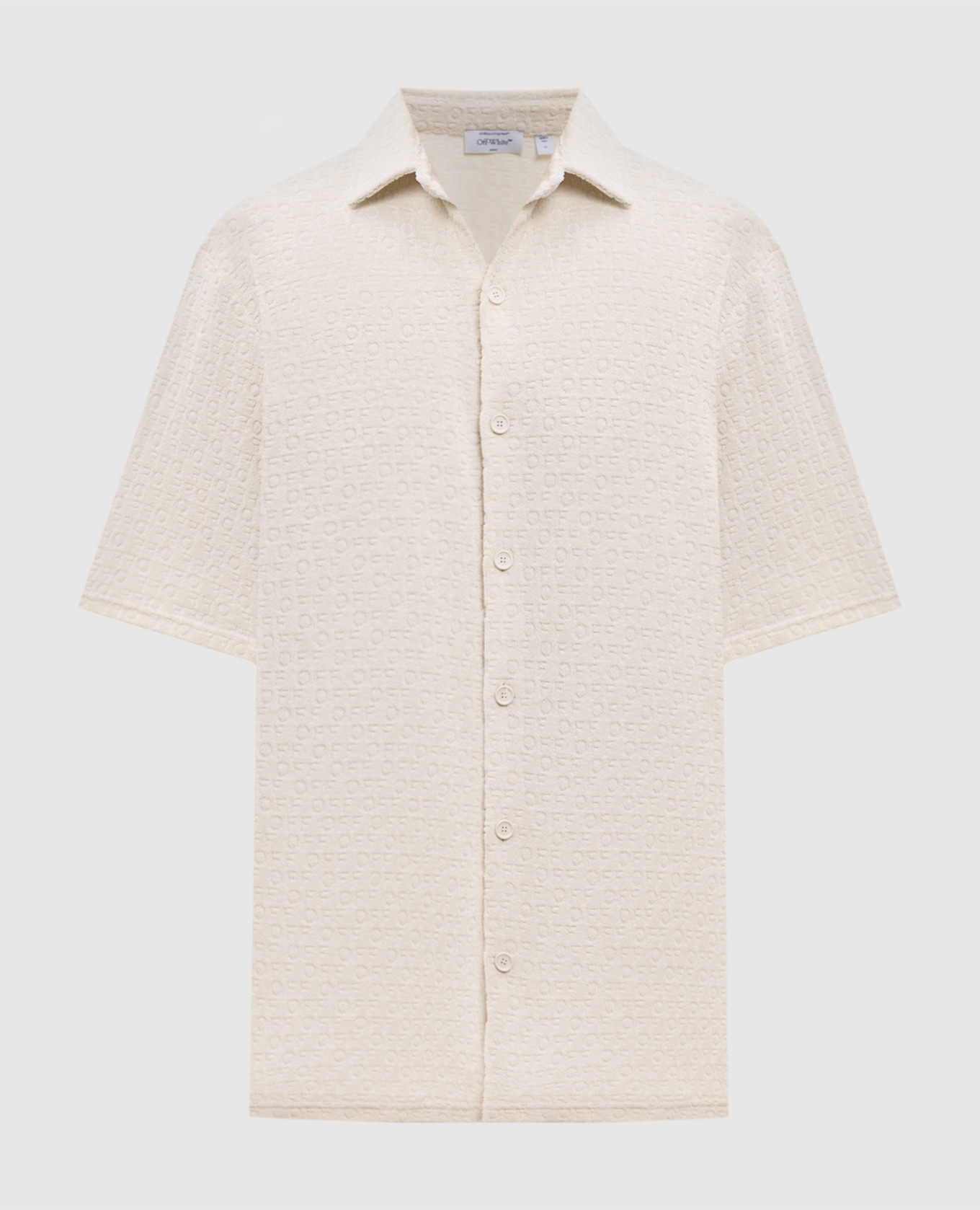Beige terry shirt with OFF logo pattern