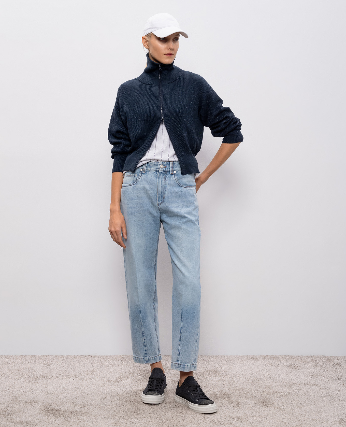 

Grey melange T-shirt with sequins Brunello Cucinelli