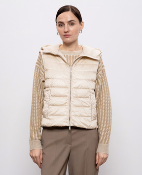 Peserico Beige down vest with monil chain A0346102200