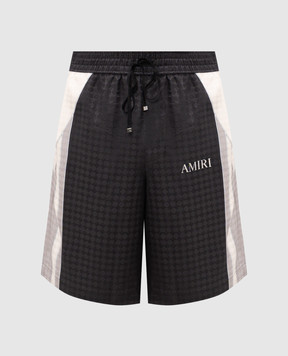 AMIRI Black monogram silk shorts AMBMSO1023